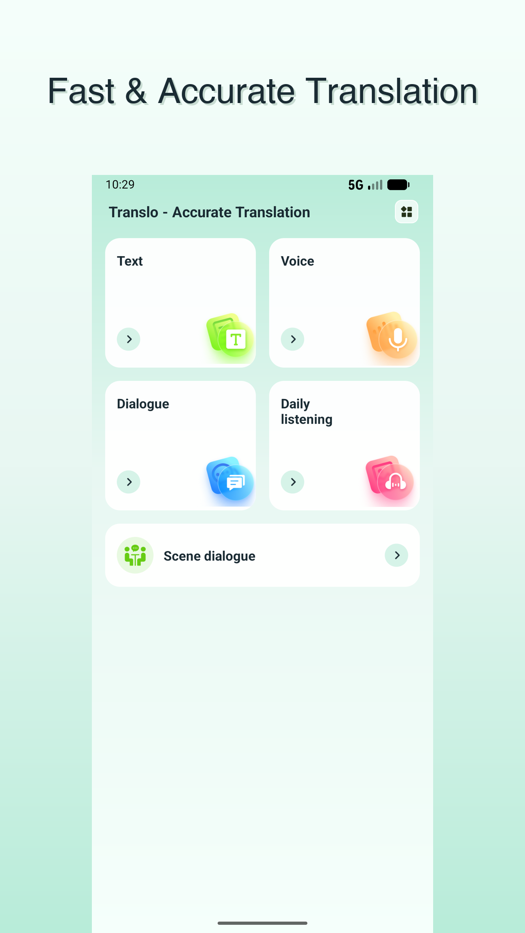 Translo home screen