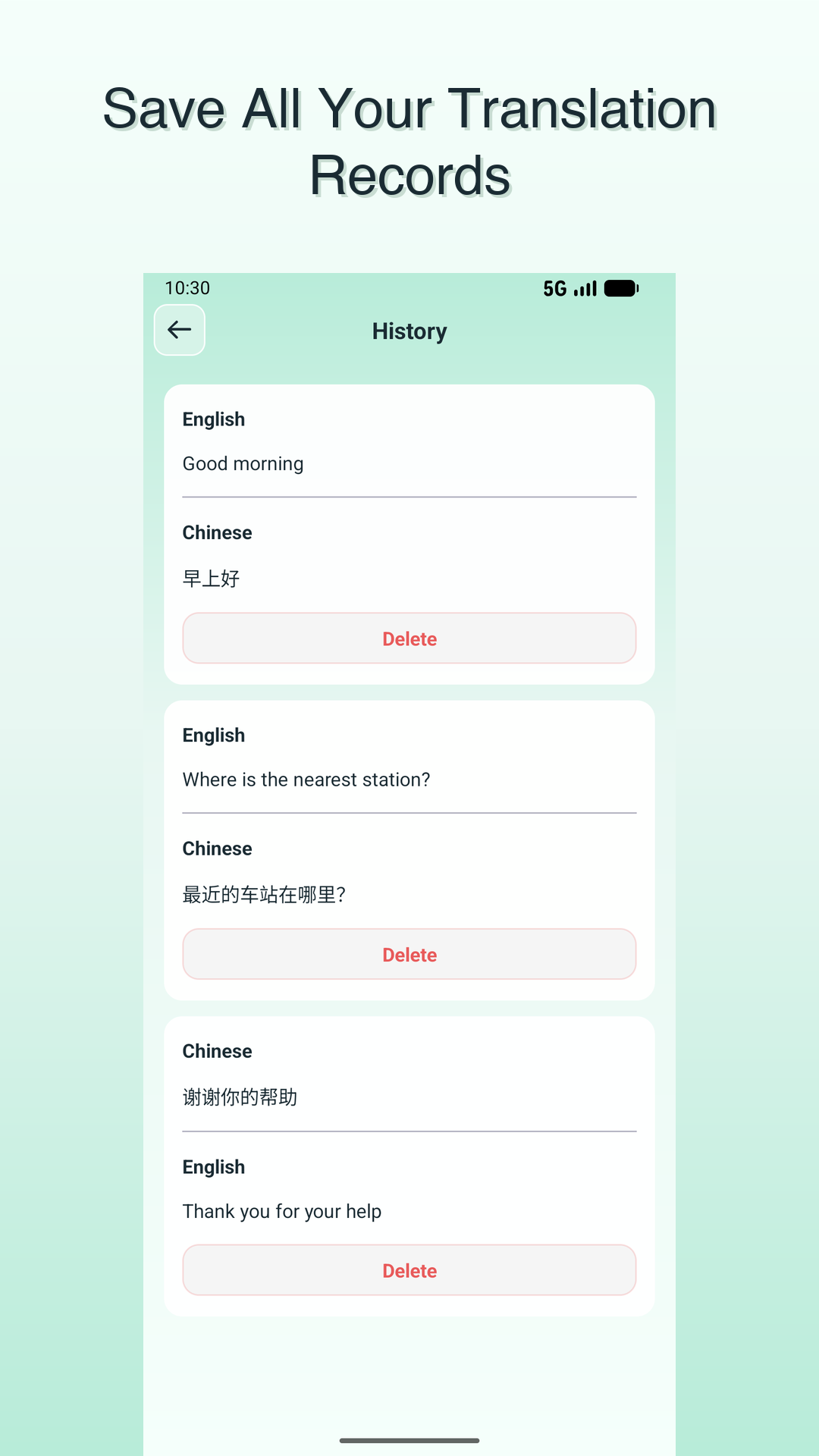 Translo translation history
